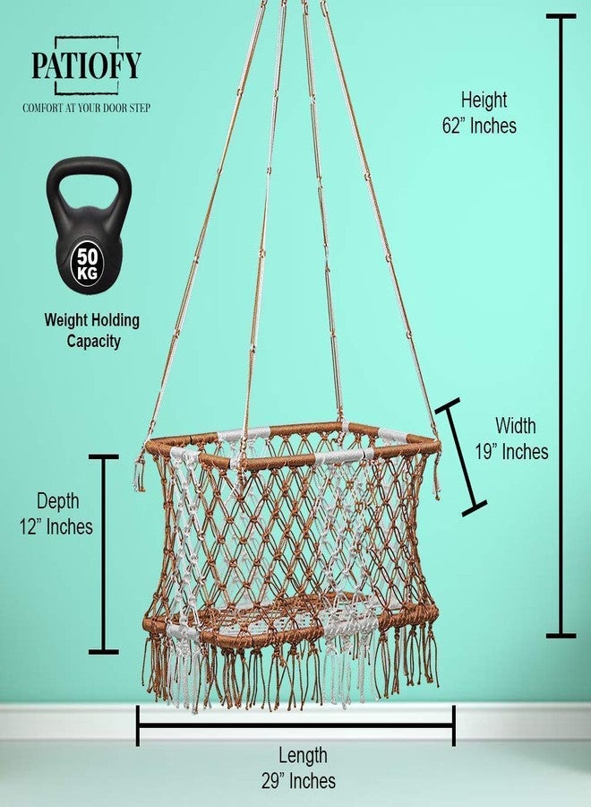 Patiofy Baby Cradle| Hanging Swing Cradle | Palna | Portable | for New Born Kids Age Group 0-2 Years Weight Capacity Up to 10 Kg (White Brown) - Image 2